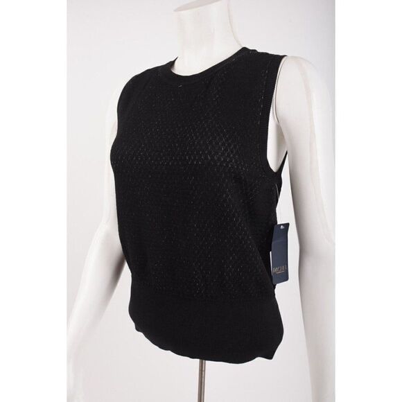 Rachel Roy Womans Shell Tank Top Shirt Camisole Size L Black Stretchy NWT - Picture 3 of 6
